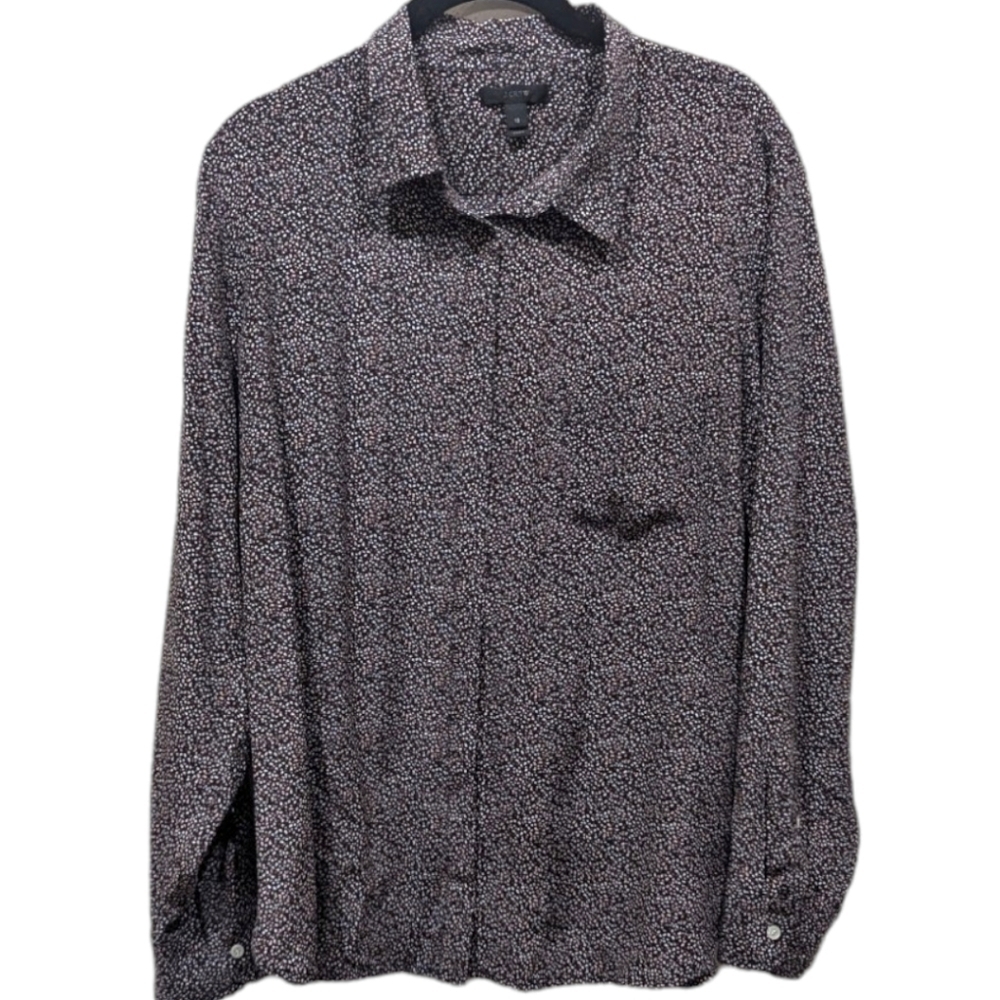J. Crew Silk Dotty Print Plus Size Button Up Shirt (18)